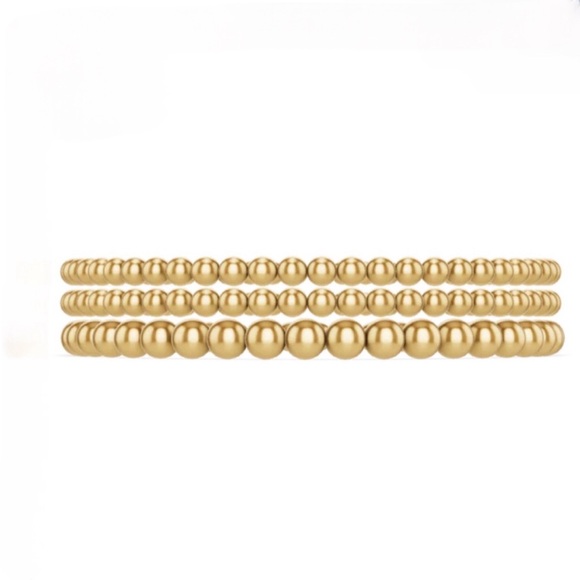 Enewton Inspired Gold Bead Bracelets Set of 3, 18K Gold Plated *TREND ALERT* - Picture 2 of 4